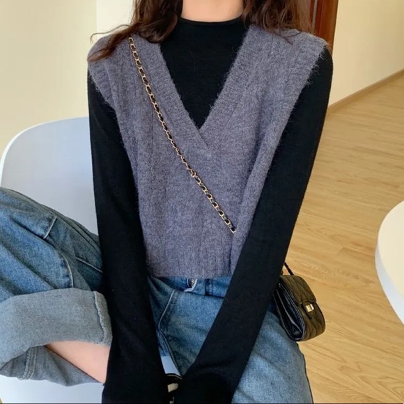 YesStyle Tops - Gray Knit Vest